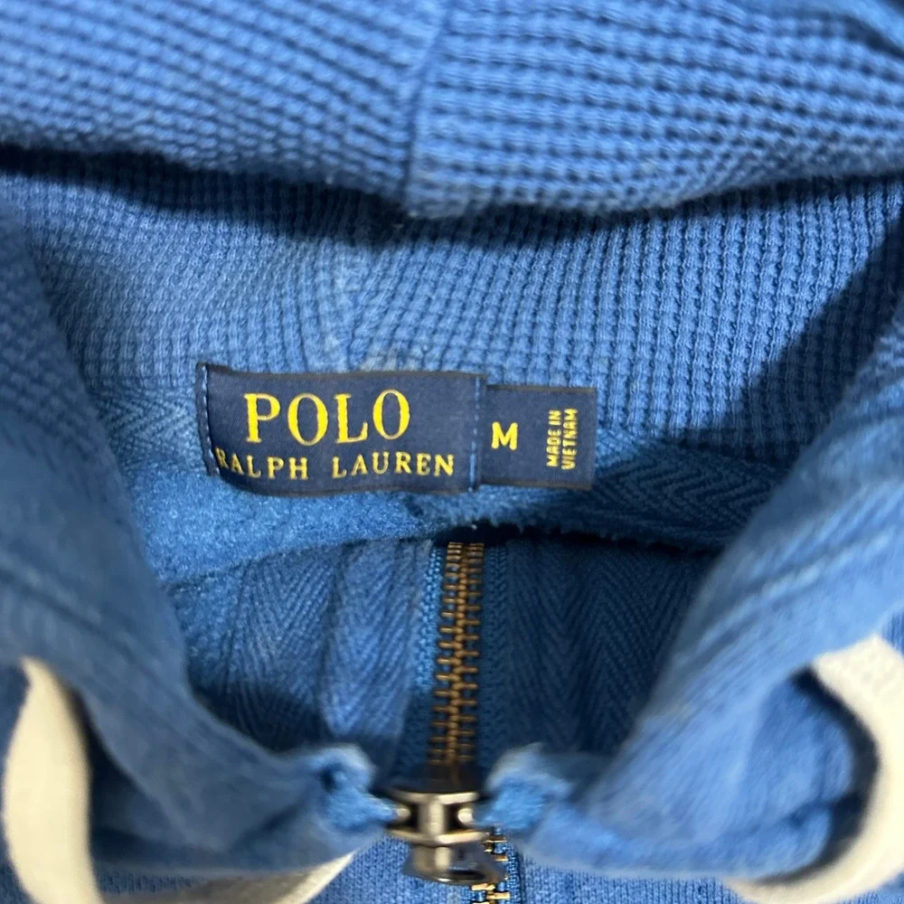 Polo Ralph Lauren Full Zip Hoodie Blue Red Pony Embroidered Sweatshirt Medium